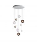 Dark & Bright Star chandelier with 9 lamps multicolour