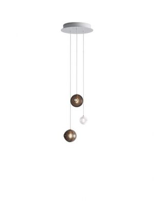 Bomma Dark & Bright Star chandelier with 3 lamps multicolour, 2 x Large brown, 1 x Small white