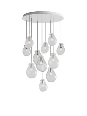 Bomma Soap chandelier with 11 lamps multicolour version 1, 3 x Large clear, 2 x Large frosted, 2 x Small clear, 4 x Small frosted