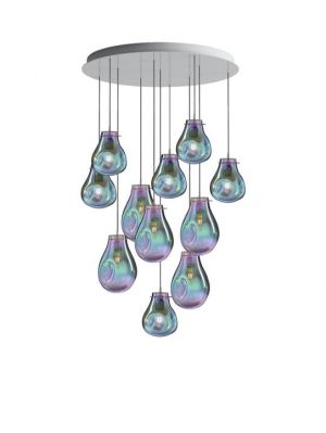 Bomma Soap chandelier with 11 lamps green