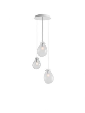 Bomma Soap chandelier with 3 lamps multicolour version 1, 2 x Large frosted, 1 x Small clear