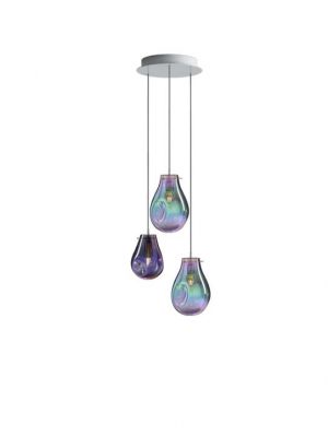 Bomma Soap chandelier with 3 lamps multicolour version 2, 2 x Large green, 1 x Small purple