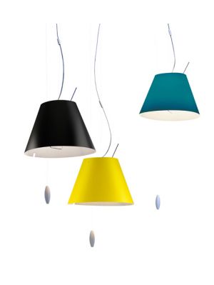 Luceplan Costanzina Suspension black, yellow and and blue